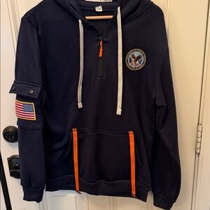 VA Navy Pullover Hoodie with Orange Accents